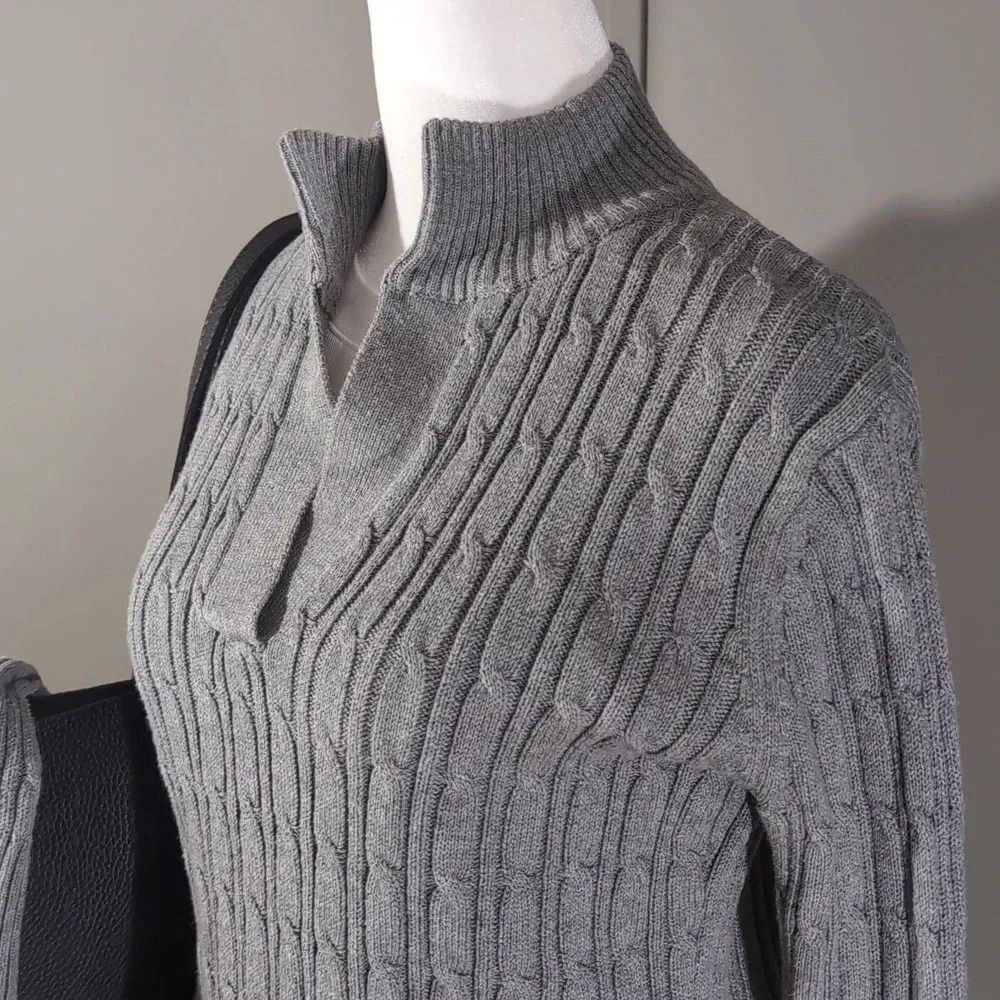 Liz Claiborne Grey Cotton Sweater - Picture 2 of 6